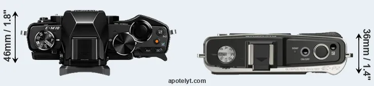 Compare E-M10 versus E-P2 top