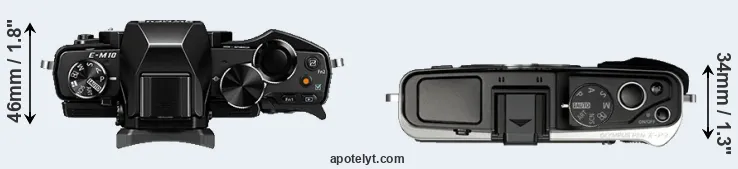 Compare E-M10 versus E-P3 top