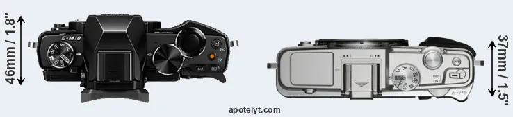 Compare E-M10 versus E-P5 top