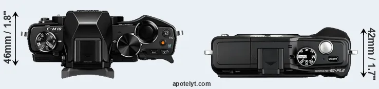 Compare E-M10 versus E-PL2 top