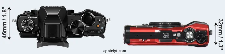Compare E-M10 versus TG-5 top