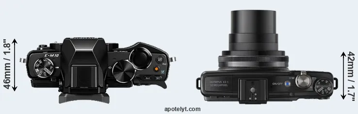 Compare E-M10 versus XZ-1 top