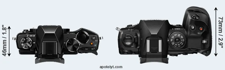 Compare E-M10 versus OM-1 top