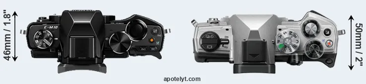 Compare E-M10 versus OM-5 top