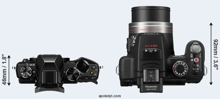 Compare E-M10 versus FZ100 top