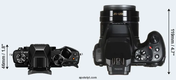 Compare E-M10 versus FZ82 top