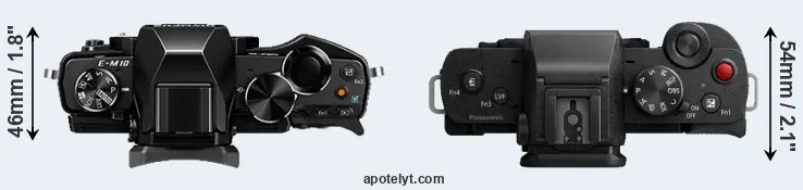 Compare E-M10 versus G110 top