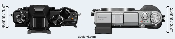 Compare E-M10 versus GX7 top