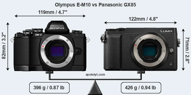 Size Olympus E-M10 vs Panasonic GX85