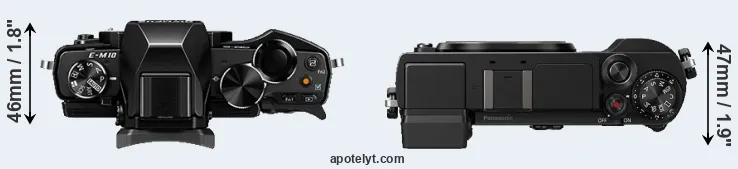 Compare E-M10 versus GX9 top