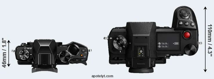 Compare E-M10 versus S1H top