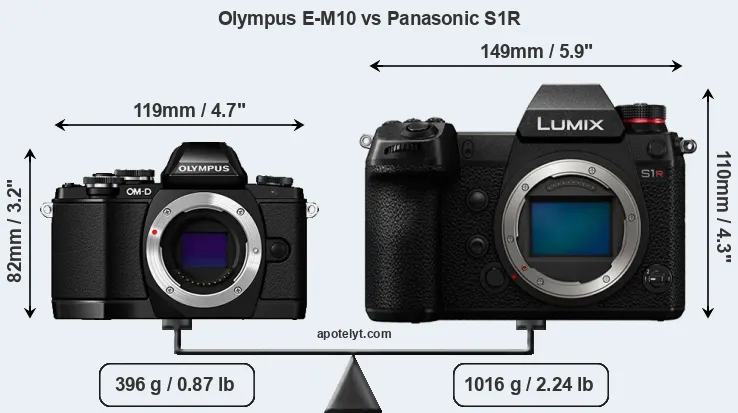 Size Olympus E-M10 vs Panasonic S1R