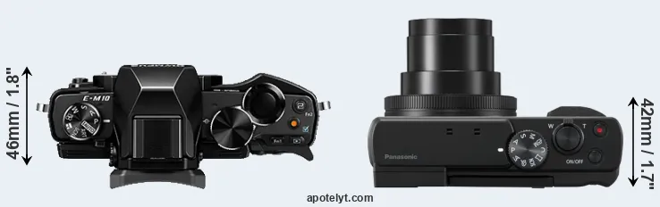 Compare E-M10 versus TZ95 top