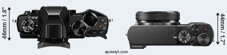 Compare E-M10 versus ZS100 top
