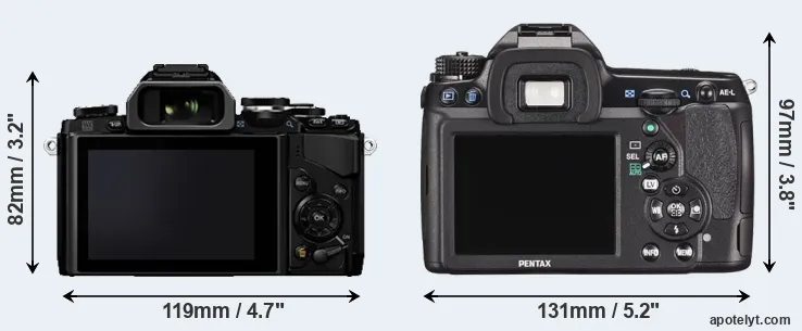 Comparison E-M10 or K-5 II rear