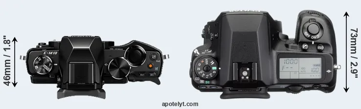 Compare E-M10 versus K-5 II top