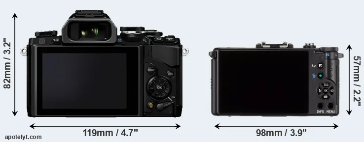 Comparison E-M10 or Pentax Q rear