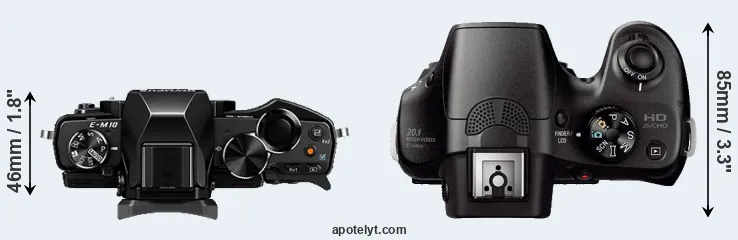 Compare E-M10 versus A3000 top