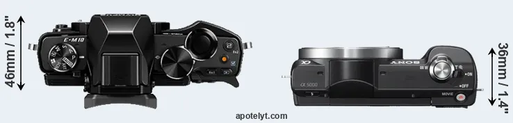 Compare E-M10 versus A5000 top