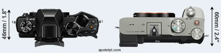 Compare E-M10 versus A7C top