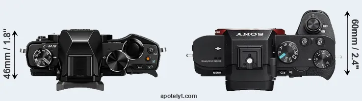 Compare E-M10 versus A7R II top