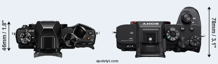 Compare E-M10 versus A7R IV top