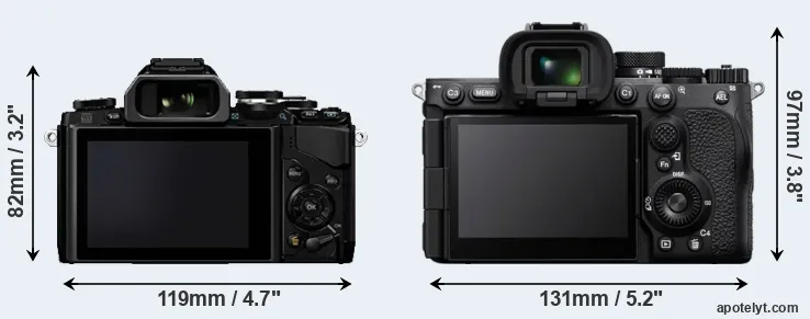 Comparison E-M10 or A7R V rear