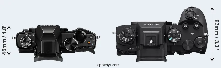 Compare E-M10 versus A9 III top