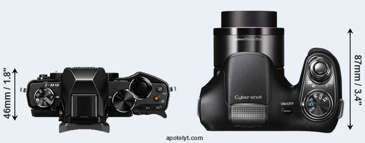 Compare E-M10 versus H200 top