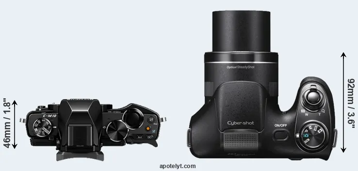Compare E-M10 versus H300 top