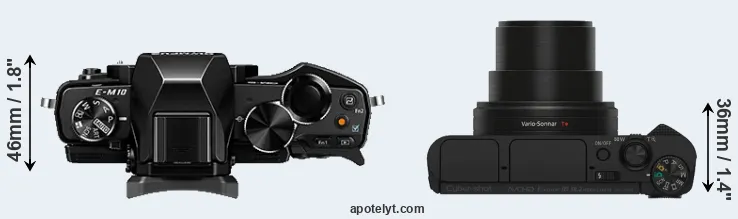 Compare E-M10 versus HX80 top