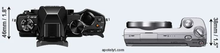 Compare E-M10 versus NEX-5 top