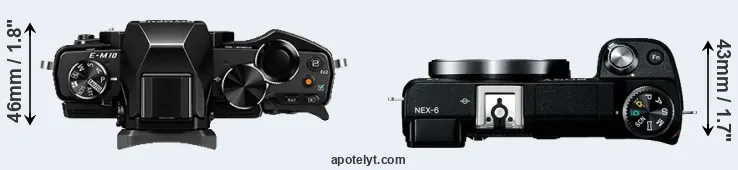 Compare E-M10 versus NEX-6 top