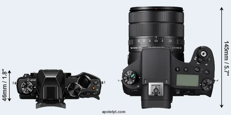 Compare E-M10 versus RX10 IV top