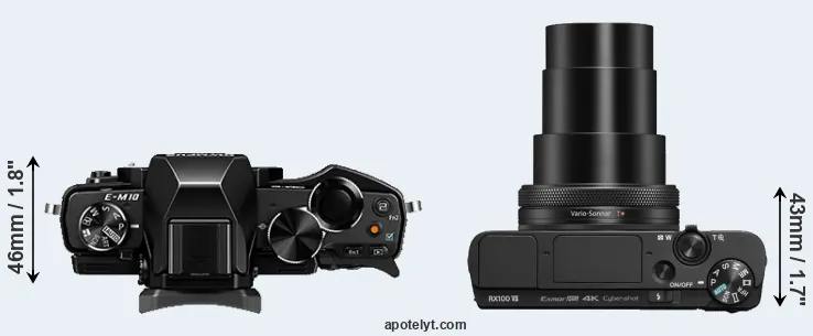 Compare E-M10 versus RX100 VII top