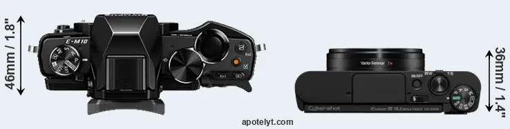 Compare E-M10 versus WX800 top