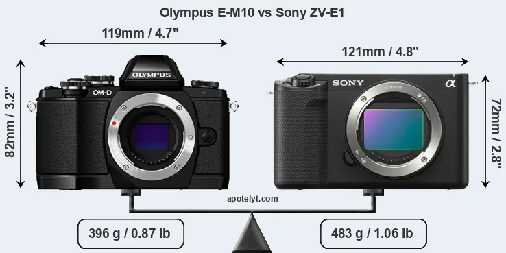 Size Olympus E-M10 vs Sony ZV-E1