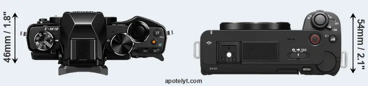 Compare E-M10 versus ZV-E1 top