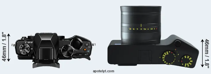 Compare E-M10 versus ZX1 top
