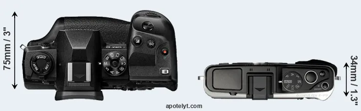 Compare E-M1X versus E-P3 top