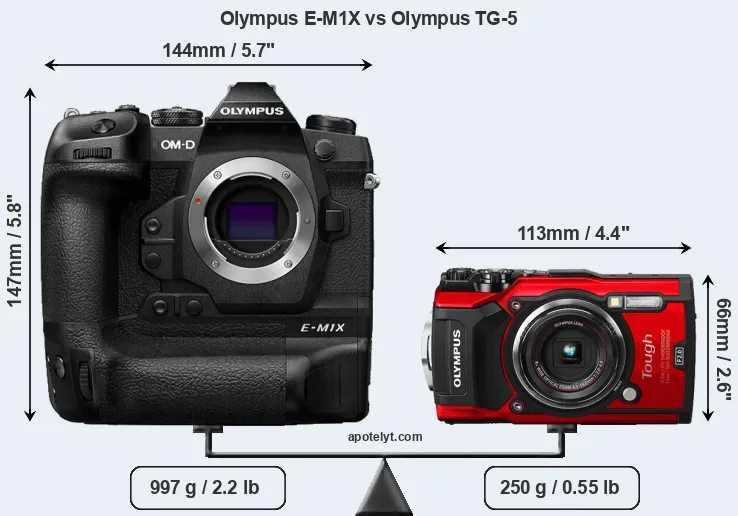 Size Olympus E-M1X vs Olympus TG-5