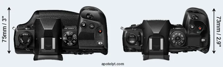 Compare E-M1X versus OM-1 top