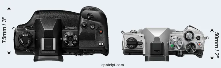 Compare E-M1X versus OM-5 top