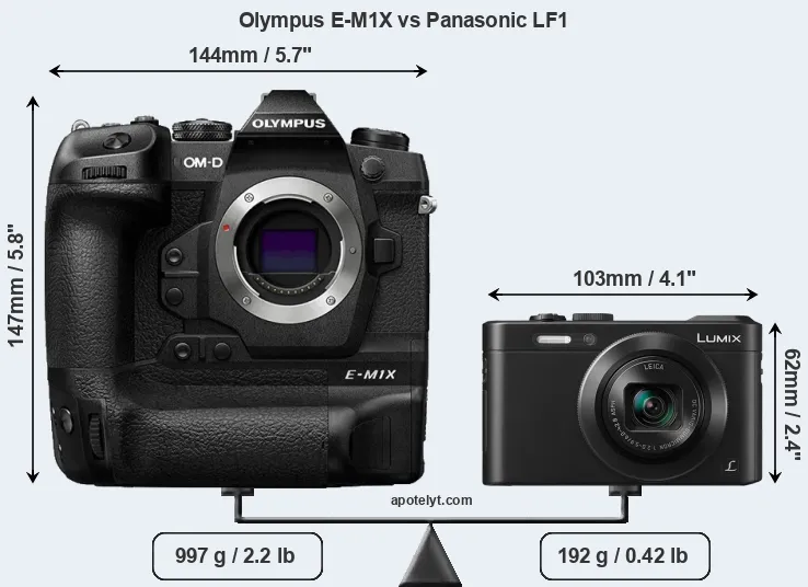 Size Olympus E-M1X vs Panasonic LF1
