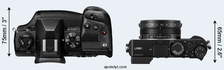 Compare E-M1X versus LX100 II top