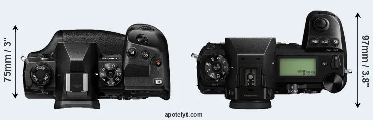 Compare E-M1X versus S1 top