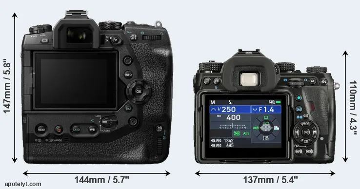 Comparison E-M1X or K-1 II rear