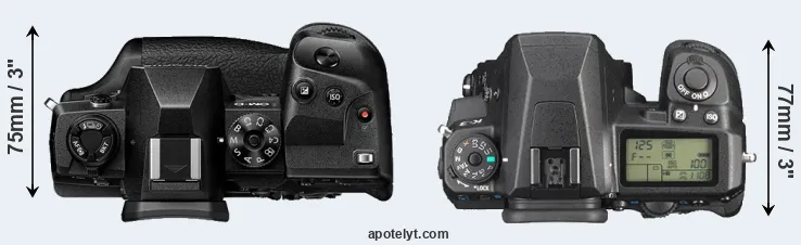 Compare E-M1X versus K-3 top