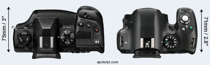 Compare E-M1X versus K-500 top