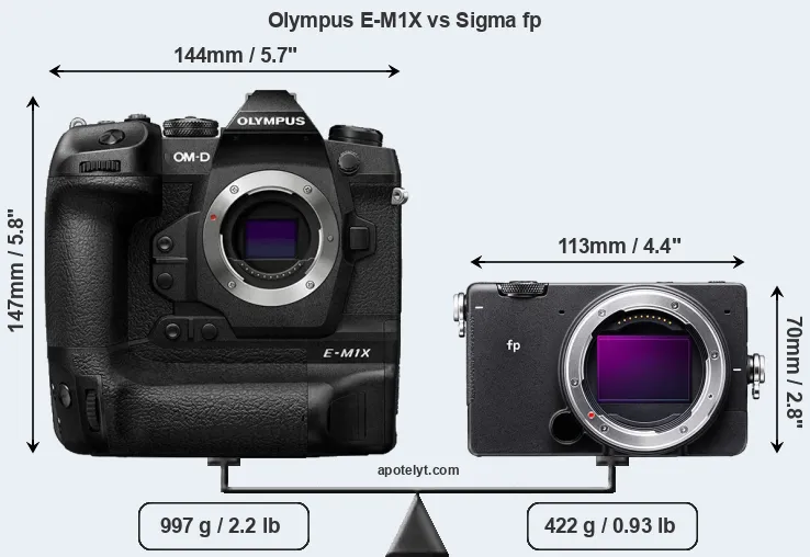 Size Olympus E-M1X vs Sigma fp